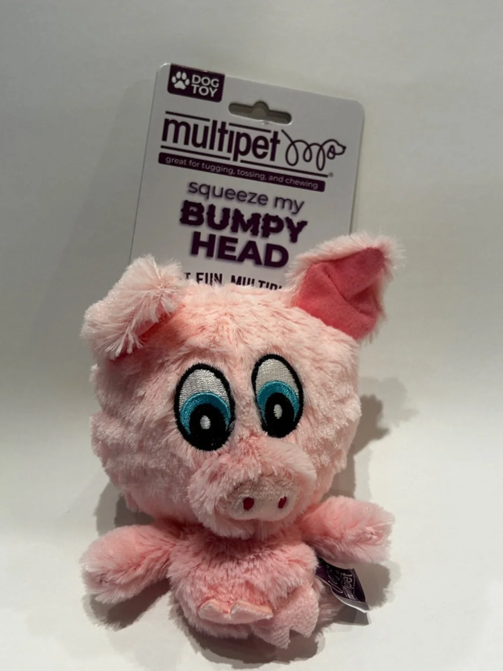 Multi pet Dog toy Pink Plush Pig Squeaky Toy Bumpy Head fur baby puppy doggies